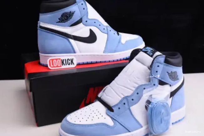 One Kick HIGH BLUE JORDAN RETRO WHITE AIR 1 UNIVERSITY BLACK 555088-134 0609